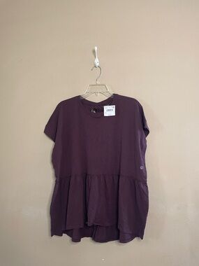 American Eagle Outfitters Short Sleeve Peplum Top - Plum